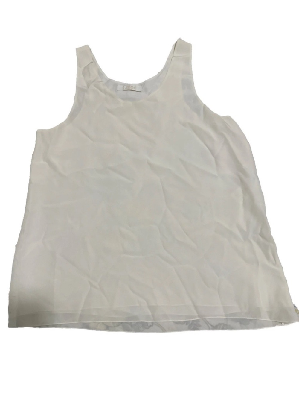 Chloe Sleeveless Scoop Neck Tank Top - 100% silk ivory great condition Sz 40
